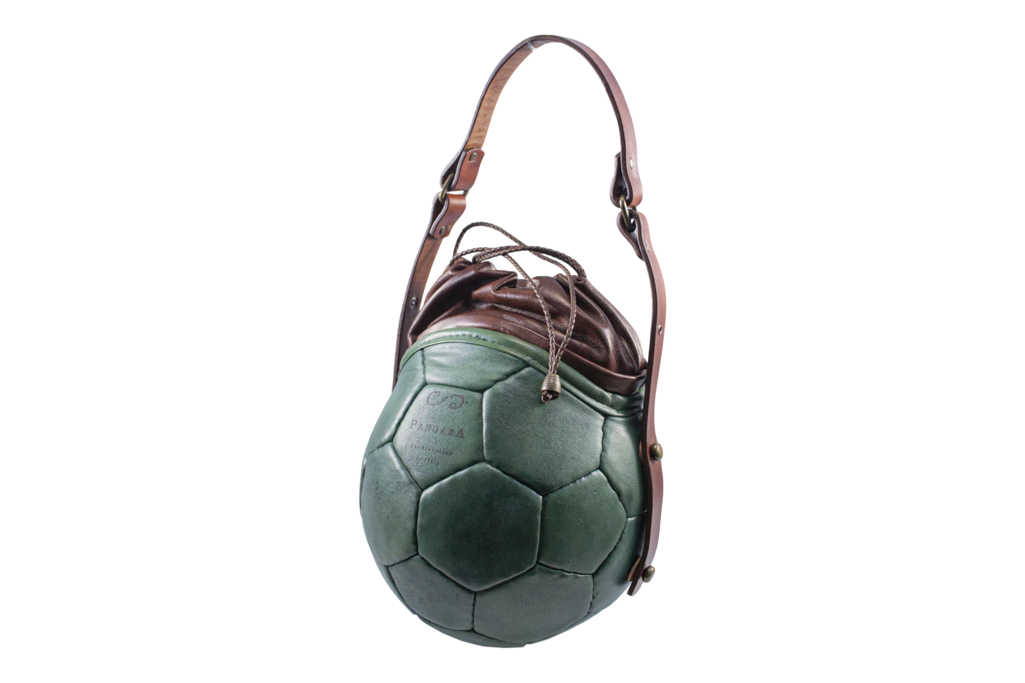PANGAEA Round Bag verde alga con chiusura marrone scuro, vista tre quarti